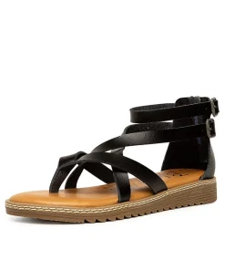 Women BLOWFISH Wedges|Flats-OHIO BLACK SMOOTH