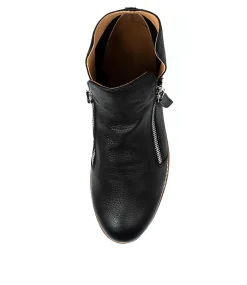 Women TOP END Boots|Wedges-Ohmy Black Black Leather Ankle Boots