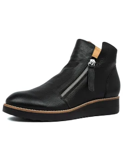 Women TOP END Boots|Wedges-Ohmy Black Black Leather Ankle Boots