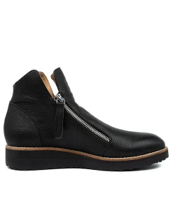 Women TOP END Boots|Wedges-Ohmy Black Black Leather Ankle Boots