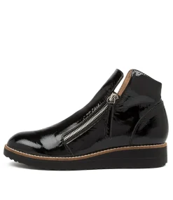 Women TOP END Boots|Wedges-Ohmy Black Patent Leather Ankle Boots