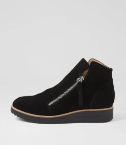 Women TOP END Boots|Wedges-Ohmy Black Suede Ankle Boots