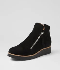 Women TOP END Boots|Wedges-Ohmy Black Suede Ankle Boots