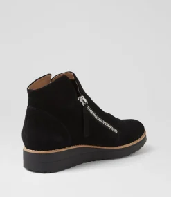 Women TOP END Boots|Wedges-Ohmy Black Suede Ankle Boots