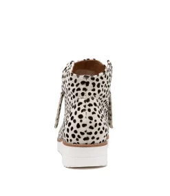 Women TOP END Boots|Wedges-Ohmy Black White Pony Ankle Boots
