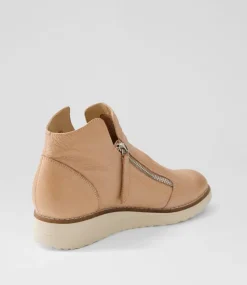 Women TOP END Boots|Wedges-Ohmy Cafe Nude Leather Ankle Boots