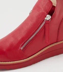 Women TOP END Boots|Wedges-Ohmy Dark Red Leather Ankle Boots