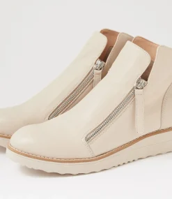 Women TOP END Boots|Wedges-Ohmy Vanilla Leather Ankle Boots