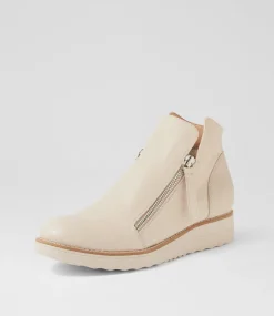 Women TOP END Boots|Wedges-Ohmy Vanilla Leather Ankle Boots