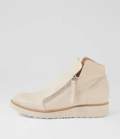 Women TOP END Boots|Wedges-Ohmy Vanilla Leather Ankle Boots