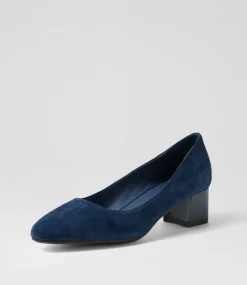 Women DIANA FERRARI Dress|Heels-Oledia Navy Gloss Suede Heels