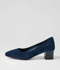 Women DIANA FERRARI Dress|Heels-Oledia Navy Gloss Suede Heels