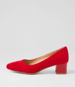 Women DIANA FERRARI Dress|Heels-Oledia Red Gloss Suede Heels