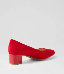 Women DIANA FERRARI Dress|Heels-Oledia Red Gloss Suede Heels