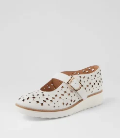 Women TOP END Mary Janes|Flats-Olennes White Patent Leather Flat Shoes
