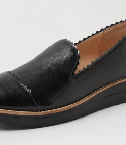 Women TOP END Loafers|Flats-Olingo Black Leather Patent Loafers