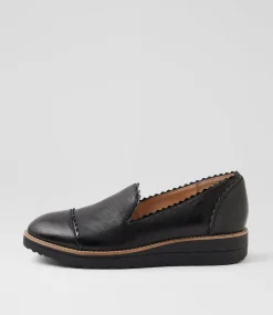 Women TOP END Loafers|Flats-Olingo Black Leather Patent Loafers