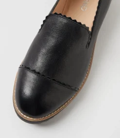 Women TOP END Loafers|Flats-Olingo Black Leather Patent Loafers