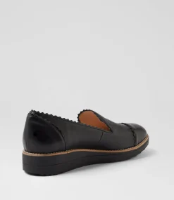 Women TOP END Loafers|Flats-Olingo Black Leather Patent Loafers