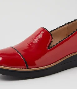 Women TOP END Loafers|Flats-Olingo Red Black Patent Leather Loafers