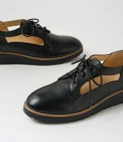 Women TOP END Flats-Ollays Black Leather Flat Shoes
