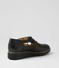 Women TOP END Flats-Ollays Black Leather Flat Shoes