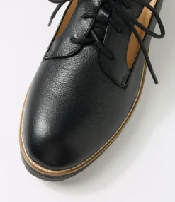 Women TOP END Flats-Ollays Black Leather Flat Shoes