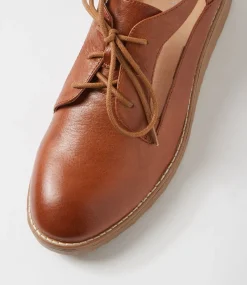 Women TOP END Flats-Ollays Dark Tan Light Choc Leather Flat Shoes