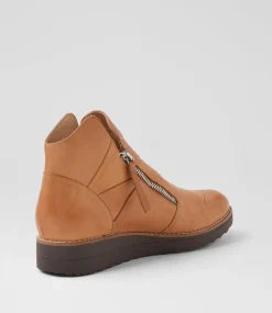 Women TOP END Boots|Wedges-Omeah Dark Tan Choc Leather Ankle Boots
