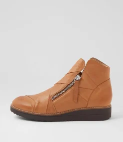 Women TOP END Boots|Wedges-Omeah Dark Tan Choc Leather Ankle Boots