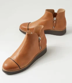 Women TOP END Boots-Onight Dark Tan Choc Leather Ankle Boots