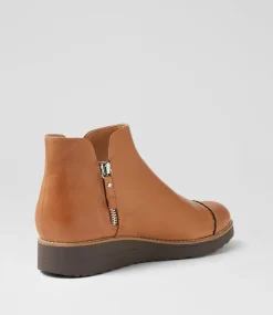 Women TOP END Boots-Onight Dark Tan Choc Leather Ankle Boots