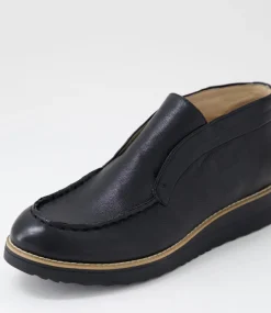 Women TOP END Boots-Onott Black Leather Ankle Boots