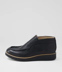 Women TOP END Boots-Onott Black Leather Ankle Boots