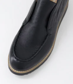 Women TOP END Boots-Onott Black Leather Ankle Boots