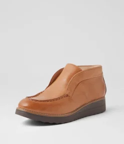 Women TOP END Boots-Onott Dark Tan Choc Leather Ankle Boots