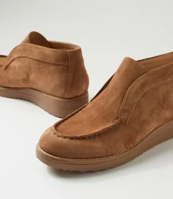 Women TOP END Boots-Onott Light Choc Suede Ankle Boots