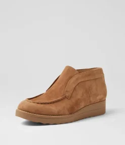 Women TOP END Boots-Onott Light Choc Suede Ankle Boots