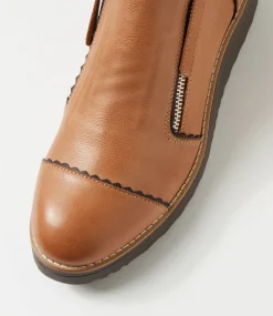Women TOP END Boots-Ooday Dark Tan Choc Leather Ankle Boots