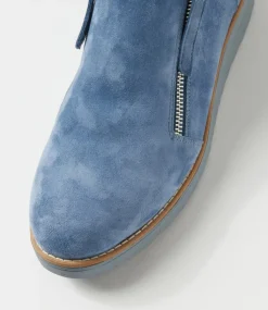 Women TOP END Boots|Wedges-Opal Denim Spot Suede Fur Ankle Boots