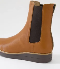 Women TOP END Boots|Wedges-Oremi Drambuie Choc Leather Chelsea Boots