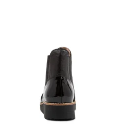 Women TOP END Boots|Wedges-Osiel Black Leather Ankle Boots