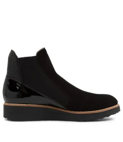 Women TOP END Boots|Wedges-Osiel Black Leather Ankle Boots
