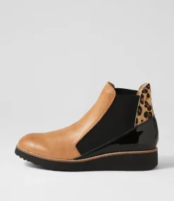 Women TOP END Boots|Wedges-Osiel Dark Tan Black Multi Chelsea Boots