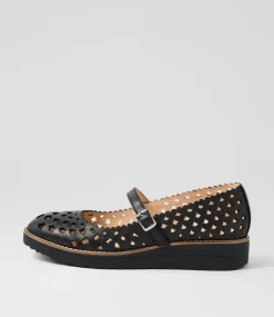 Women TOP END Mary Janes|Flats-Ostepp Black Leather Flat Shoes