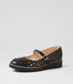 Women TOP END Mary Janes|Flats-Ostepp Black Leather Flat Shoes