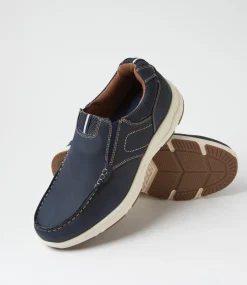 COLORADO Casuals-Oust Navy Leather Flat Shoes