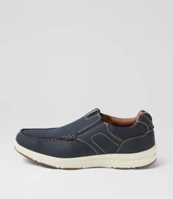 COLORADO Casuals-Oust Navy Leather Flat Shoes