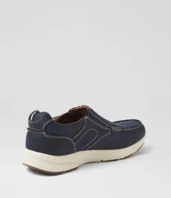 COLORADO Casuals-Oust Navy Leather Flat Shoes