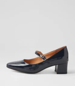 Women DIANA FERRARI Mary Janes|Heels-Ovale Navy Patent Leather Mary Jane Heels